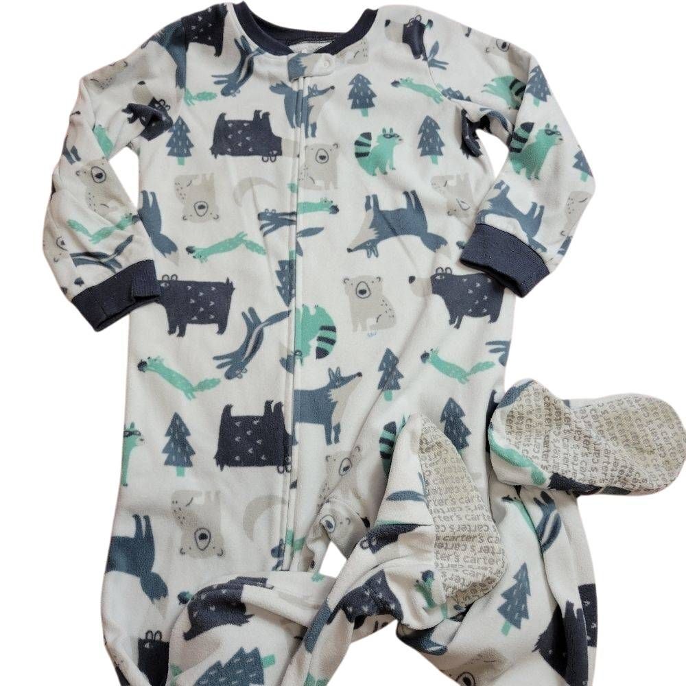 Carter's footed pajamas, forest animals 5T